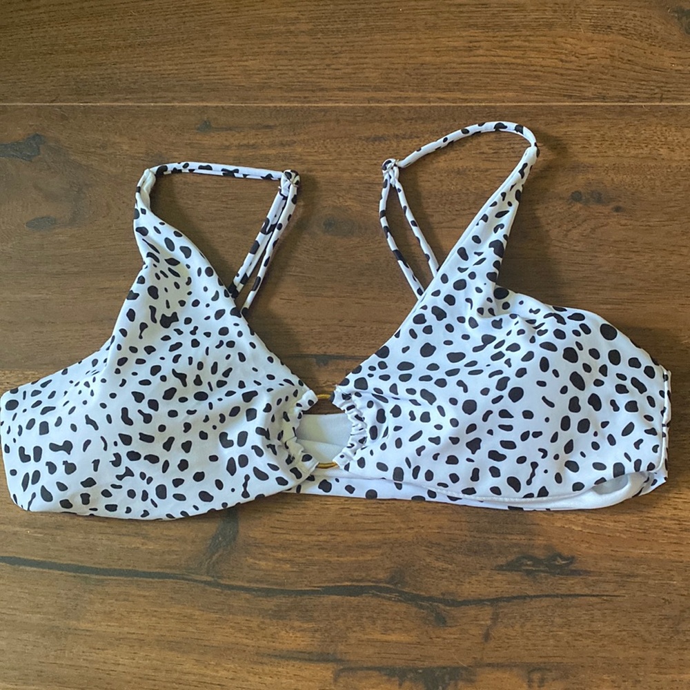SHEIN Curve Dalmatian Print Bikini Top